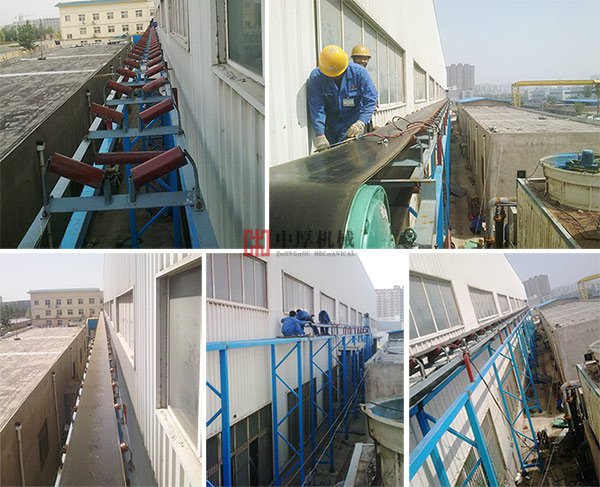 河南省中厚機械長距離皮帶輸送機安裝現場